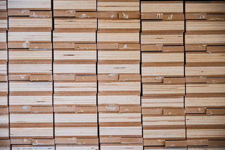 warehouse with wooden blanks, parts, production of interior doorsの写真素材