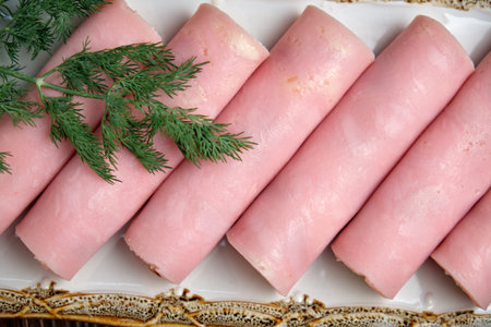 ham rolls close up
