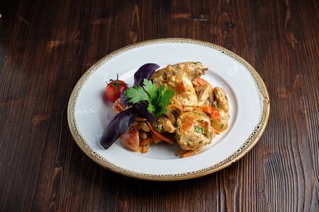 chicken in a creamy sauce . catering menuの写真素材