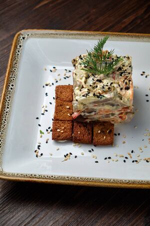 Crab salad . catering menuの写真素材