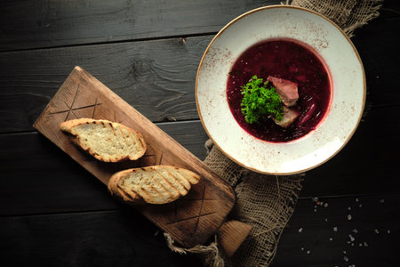 Beetroot borsch. catering menuの写真素材