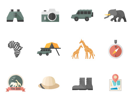 Safari icons in flat colors style.のイラスト素材