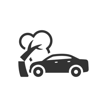 Car crash icon in single color. Automotive accident incident insurance claimのイラスト素材
