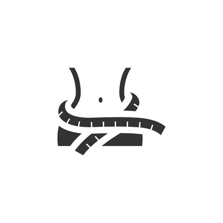 Measure tape icon in single color. Body woman girl fashion beauty diet healthy lifetyleのイラスト素材