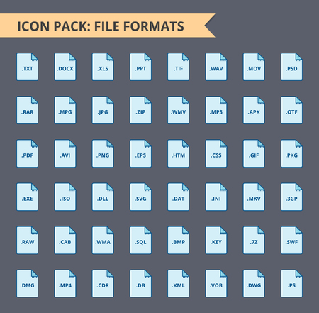 Set of file format icons.のイラスト素材