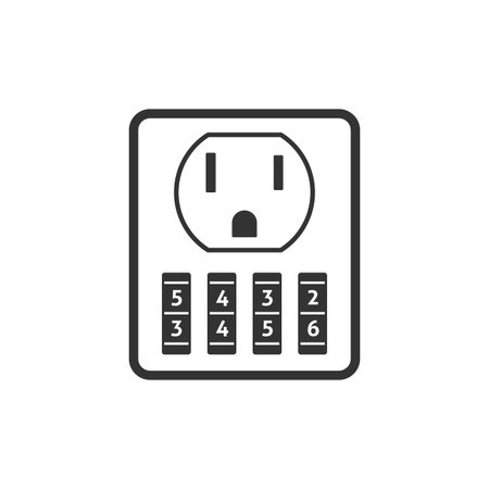 Protected electric outlet icon in single grey color.