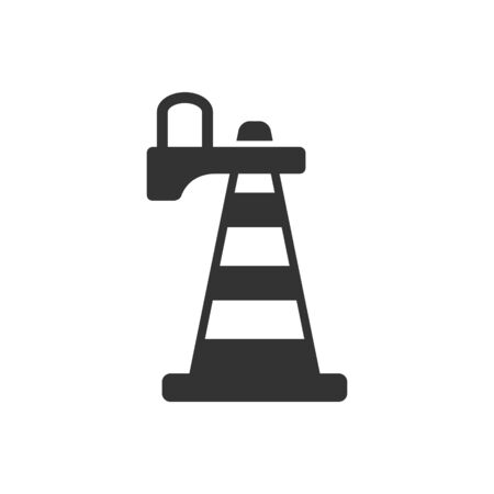 Traffic cone icon in single color. Road construction warning alert internet web page under constructionのイラスト素材