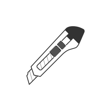 Cutter knife icon in single color. Office tool craft equipmeent sharp precisionのイラスト素材