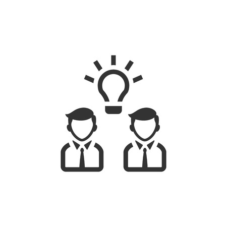 Teamwork icon in single color. Business communication discussion idea solution solving challengeのイラスト素材