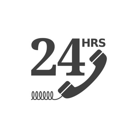 24 hours service icon in single grey color. Call center, support, help deskのイラスト素材