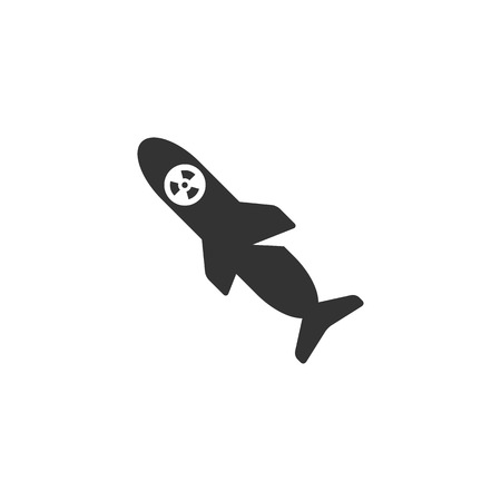 Radioactive rocket icon in single color. Missile torpedo warfare weapon bombのイラスト素材