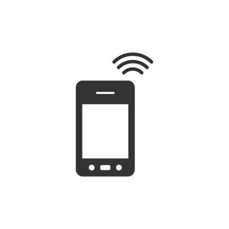 Smartphone icon in single grey color. Wireless connection wifi telecommunicationのイラスト素材
