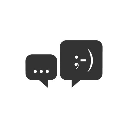 Chat sign icon in single grey color. Communication conversation social business media globalのイラスト素材