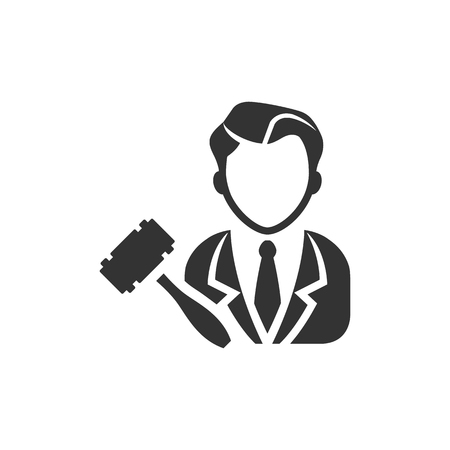 Auctioneer icon in single color. Business concept auction bidding bidder selling marketplaceのイラスト素材