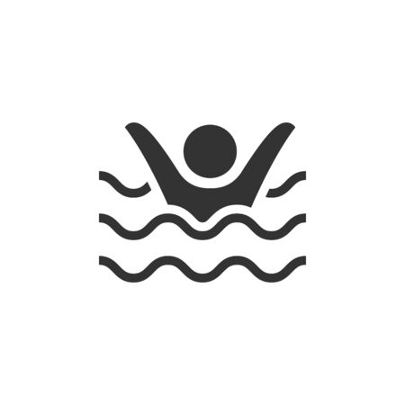 Drowned man icon in single color. People accident water sea beach lifeguardのイラスト素材