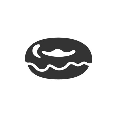 Doughnut icon in single color. Food sweet delicious glazed chocolate dessertのイラスト素材