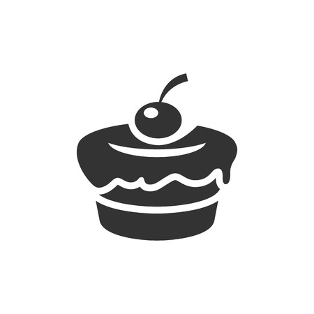 Cake icon in single color. Food sweet delicious glazed chocolate dessertのイラスト素材
