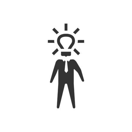 Lightbulb head icon in single color. Businessman idea imagination solution inspirationのイラスト素材