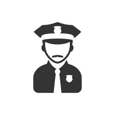 Police avatar icon in single color. People service security guard protect crimeのイラスト素材