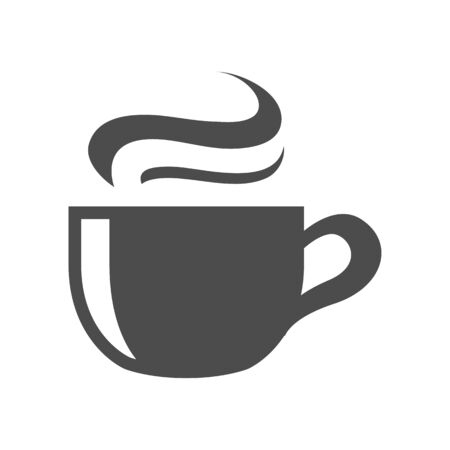 Chocolate drink icon in black and white grey single color. Warm hot sweet energyのイラスト素材