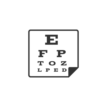 Eye test page icon in single grey color. Letters small tinyのイラスト素材