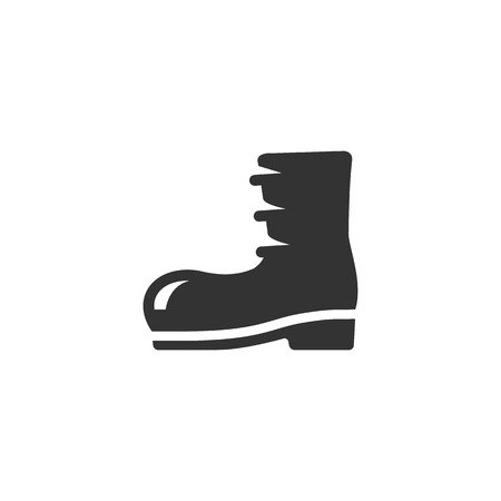 Boot icon in single color. Footwear outdoor outwear gear army military clothingのイラスト素材