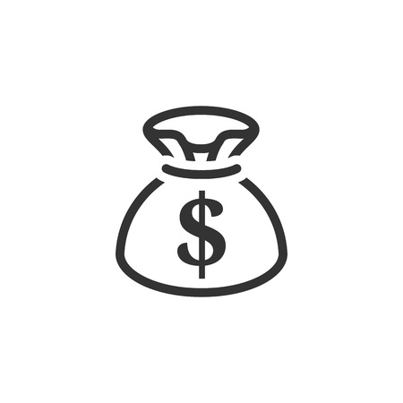 Money sack icon in single grey color. Finance wealth bankingのイラスト素材