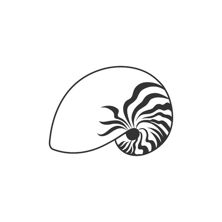 Nautilus icon in single color. Sea creature mollusk shell living fossilのイラスト素材