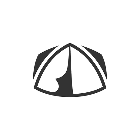 Camping tent icon in single color. Shelter vacation travel hikingのイラスト素材