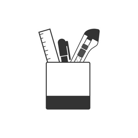 icon in single color. Office supply writin drawing desktop storageのイラスト素材