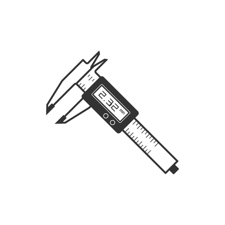 Digital caliper icon in single color. Instrument equipment measurement accuracy milimeterのイラスト素材