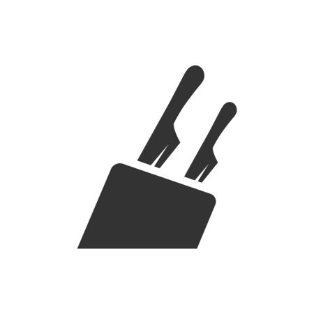 Knife holder icon in single color. Wooden block kitchen set chef toolsのイラスト素材