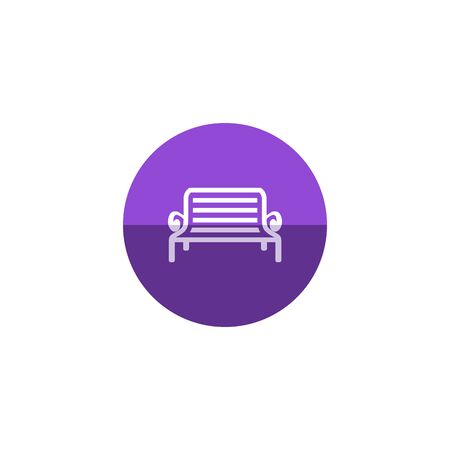 Park bench icon in flat color circle style. Recreation relaxation waitingのイラスト素材