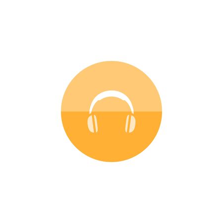 Headset icon in flat color circle style. Entertainment electronic personal hearing music computer gamerのイラスト素材