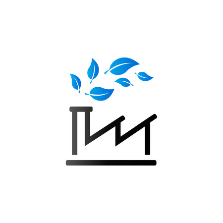 Green factory icon in duo tone color. Industrial environment friendlyのイラスト素材