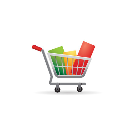 Shopping cart icon in color. Buying ecommerceのイラスト素材