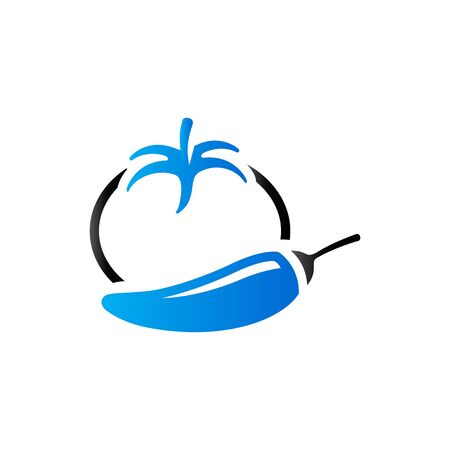 Tomato and pepper icon in duo tone color. Spice cooking healthyのイラスト素材
