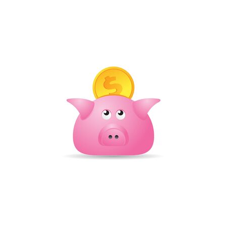 Coin piggy bank icon in color. Saving kids bankのイラスト素材