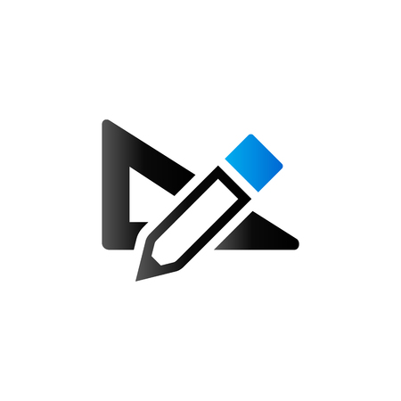 Pencil and ruler icon in duo tone color. Education equipment measureのイラスト素材