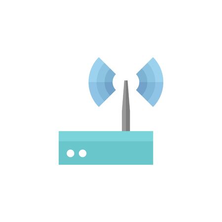 Router icon in flat color style. Internet connection, WiFiのイラスト素材
