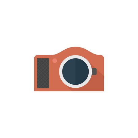 Camera icon in flat color style. Photography picture electronic imaging capture mirror less digitalのイラスト素材