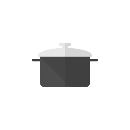 Cooking pan icon in flat color style. Food restaurant chef utensil boiling hot saucepanのイラスト素材