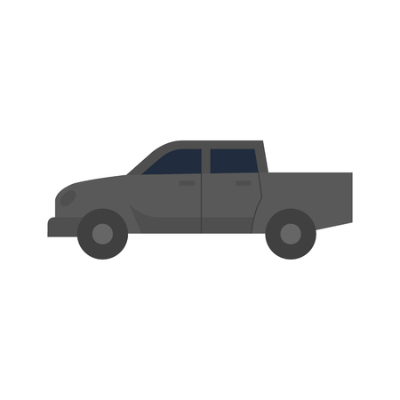 Car icon in flat color style. Truck, double cabin, 4x4, 4 wheel driver Americanのイラスト素材