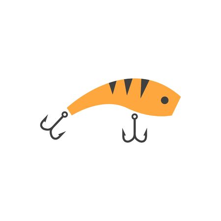 Fishing lure icon in flat color style. Sport water sea lake river attracts recreationのイラスト素材
