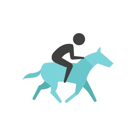 Horse riding icon in flat color style. Sport championship race training leisure animal rideのイラスト素材