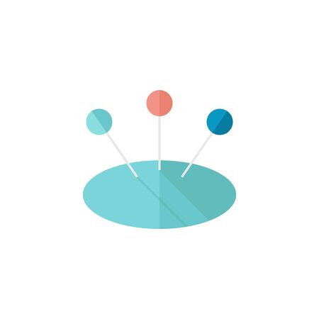 Pincushion icon in flat color style. Needle tailor store fashion industryのイラスト素材