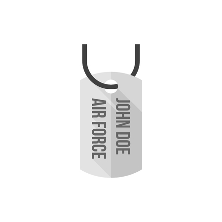 Dog tags icon in flat color style. Military identification system necklace army personnelのイラスト素材