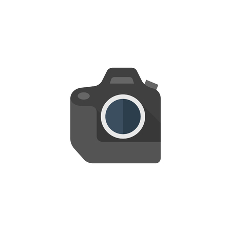 Camera icon in flat color style. Photography picture electronic imaging digital SLR reflexのイラスト素材