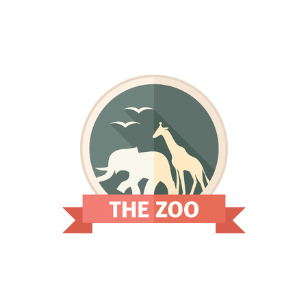 Zoo gate icon in flat color style. Animal park jungle safariのイラスト素材