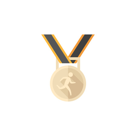 Athletic medal icon in flat color style. Sport sprinter triathlon marathon prizeのイラスト素材